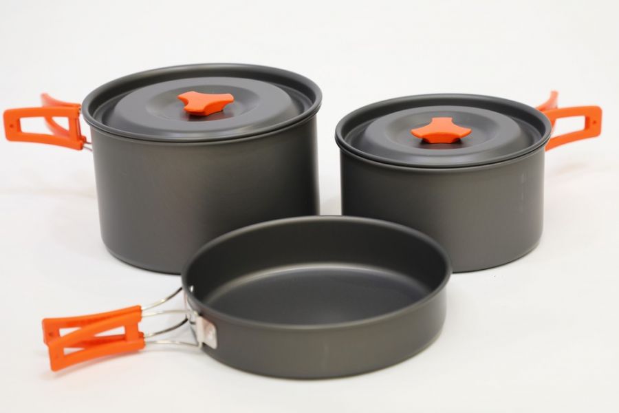 Zestaw naczyń alu Hard Anodised 4 Person Cook Kit Grey
